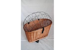 Marcus´ Weidenhandel Panier de vélo pour chien - En osier - Avec grille métallique - Naturel - XL ou XXL - Panier de porte-bagages (XXL sans coussin)