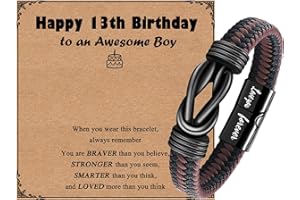 ilasif 10th 13th 16th 18th Birthday Gifts for Boys, Engraved Leather Son Grandson Bracelet Gifts for 10 13 16 18 Year Old Boys, Christmas Birthday Gift for Teen Boy Stocking Filler