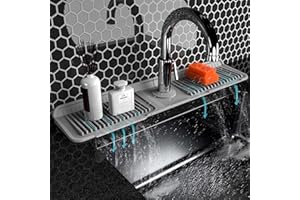 Abulun Silicone Paraspruzzi Lavello Cucina-Tappetino per Rubinetto Cucina-Kitchen Faucet Mat-Rubinetto Tappetino di Scarico di Lavello Accessori con Blocco Pulsante