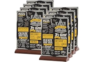 Srvnpioy 8 Stück A4 Aufsteller Holz, Tischaufsteller A4 Ständer aus Acryl und Holz, Plexiglas Werbeaufsteller A4 Tischschildhalter für Büro, Schule, Restaurant, Laden, Hotel