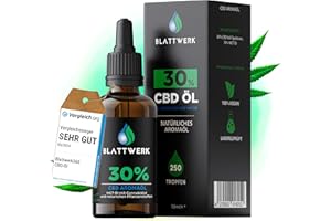 ‎BLATTWERK360 CBD Öl 30% - Vollspektrum Extrakt CBD Tropfen - Deutsche Qualitätsmarke - Cannabidiol Tropfen - Echtes Cannabisöl - Deine natürliche Alternative - 10ml - 250 Hanföl Tropfen - 3000mg CBD - BLATTWERK