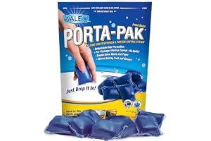 Walex Porta-Pak Black Holding Tank Deodorizer & Portion Control System Drop-Ins - Rapid Breakdown of Waste & Paper, Odor Prevention, Cleans Tank & Sensors - Fresh Scent, 10-Pack