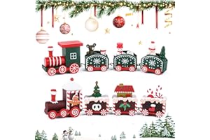 FLOFIA 2Pcs Weihnachten Zug Deko Weihnachten Tischdeko Mini Weihnachtszug Holz Eisenbahn Weihnachtsdeko Tisch Xmas Party Weihnachtsbaum Rentier Dekoration Weihnachten Neujahr Geschenke Grün Weiß