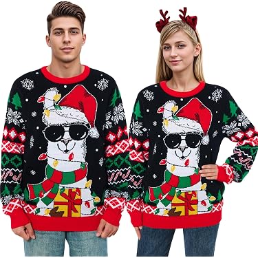 Weihnachtspullover Hässlich Herren Winter Langarm-Ugly Warm