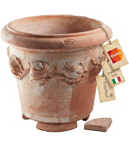 Planter, Flower Pot, Decorative Pot, Conical, Round, Doppio Bordo LISCIO, Real Terracotta, Handmade, Completely Frost-resistant (30 cm