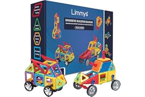 Limmys Magnetyczne klocki – zabawka magnetyczna dla chłopców i dziewczynek od 3 lat – pedagogiczna, przyrodnicza zabawka 74-częściowa z zeszytem pomysłów