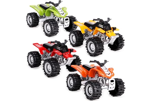 Toyland® 11cm Die Cast Friction Powered Quad Bike - Couleurs et Dessins variés - 1 Choisi au Hasard - Jouets pour garçons