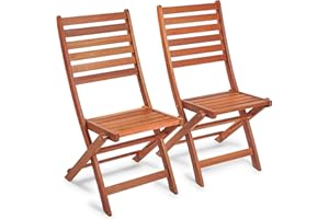 VonHaus Folding Garden Chairs Set of 2 – Pair of Folding Chairs for Outdoor Space – Lawn Chairs, Wooden Deck Chairs w/Teak Oil Coating – Meranti Hardwood Foldable Chairs for Garden, Patio & Terrace
