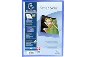 Exacompta - Réf. 5722E - 1 Protège-documents Kreacover Chromaline - 20 pochettes cristal lisse - 40 vues - pour A4 - dim 24 x 32 cm - couverture en polypro semi-rigide - couleur bleu