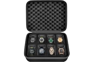 Boobowl 8 Steckplatz Uhrenbox Veranstalter/Uhrenkasten Display Aufbewahrungsbox Passend für alle Armbanduhren und Intelligente Uhren bis zu 42 mm - Schwarz