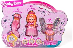 KOOKYLOOS FAIRYTALE MIX & MATCH HEARTS – 1 laleczka z 3 strojami z bajek. Zawartość: 1 laleczka, 1 strój księżniczki, 1 strój syrenki i 1 strój wróżki.