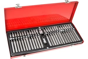 TecTake Coffret de 54 embouts de vissage 12 pans et 6 pans spline courts et longs XZN hex torx