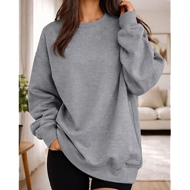 Générique Lot de 2 Sweat Femme San Capuche 2025 Sweat-shirt Femme Décontracté Simple Couleur Unie Manches Longues à Col Rond Blouse Top Pattes Lavage Hauts basiques Pull Automne - Hiver