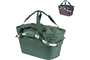 Basil Flair Carry All HR cykelkorg MIK, grön – låsbart MIK-system inkl. 22 liter, väderbeständig och elegant, perfekt för shopping och daglig användning
