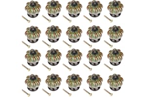 Mgoodoo Pumpkin Drawer Knobs Pull Handles Made of Ceramic with Leopard Print (20 Pcs, Green)