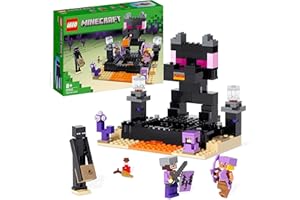 LEGO 21242 Minecraft L’Arène de l’End, Jouet de Combat avec Lave, Figurine Dragon de l'Ender et Enderman, Joueur Contre Joueur, Cadeau Enfants Dès 8 Ans