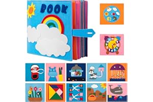 Revivoer Libri Stoffa Neonati, Montessori Quiet Book 3D Sensoriale, Giochi Educativi per Bambini, Giocattoli Sensoriali in Feltro Morbido, Giochi per Imparare Abilità nella Vita