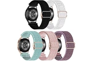 GBPOOT 5 Packs Solo Loop 20mm 22mm Armband Kompatibel mit Samsung Galaxy Watch 5/Watch 5 Pro/Watch 4/Active 2/Watch 3/Watch/Gear S2/Gear S3,Einstellbares Nylon Armbänder Weiche Sport Ersatzband
