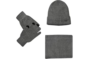 LuckyQianyi Wintermütze Schal Handschuhe，Touchscreen Handschuhe Set für Herren Damen, Wintermütze Strickmütze Beanie Schlauchschal Winterhandschuhe Strickhandschuhe mit Fleece Gefütterte Geschenk