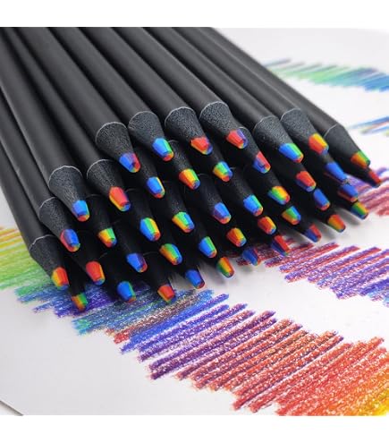 Set Di 32 Matite Arcobaleno: 11 Matite Colorate 4-in-1, 11 Gomme Arcobaleno, 10 Bracciali Amicizia, Per Bambini E Artisti