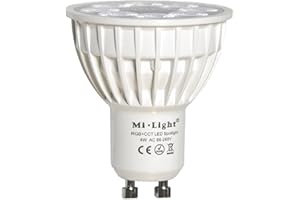 LIGHTEU®, 1 x 4 W GU10 RGB + CCT LED reflektor zmiana koloru i regulacja temperatury CCT WW CW, sterowany pilotem zdalnego sterowania MiLight WiFi (nie wchodzi w zakres dostawy), oryginalny Mi-light FUT103