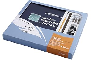 Brause 133B – Zestaw do nauki kaligrafii: 3 stalówki Bandzug (1,5 mm, 2,5 mm, 5 mm), obsadka, pędzelek, buteleczka czarnego atramentu Jacques Herbin 15 ml i broszura edukacyjna w języku francuskim