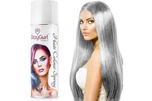 GLITZYGURL Hair Colour Spray 125ml Temporary Hair Kids Adults Halloween Temporary Dye Made in UK (Silver)