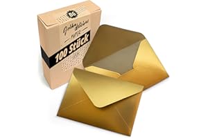 Japun - sobres (100 piezas) de papel, sobre sin ventana - DIN B6-175 x 125 mm - oro/dorado