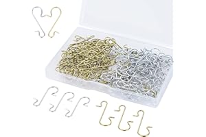Beutrain Kugelaufhänger Weihnachtskugel Aufhänger 120 Stück Weihnachtsbaumkugeln S Haken Metalldrahthaken mit Aufbewahrungsbox für Weihnachtsbaum Dekoration, Gold & Silber