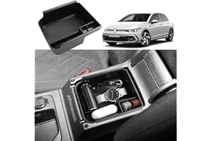 Coleya Mittelkonsole Aufbewahrungsbox Kompatibel mit VW Golf 8 8.5 GTI GTD GTE 2020-2025, Golf 8 Zubehör Armlehne Organizer, Golf 8 Mittelarmlehne Handschuhfach Mit Rutschfestermatte (Schwarz)