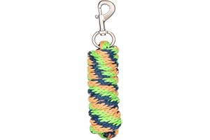 Merauno® Maglia di guida per cavallo – maglia di collegamento in diversi design alla moda, guinzaglio di guida, corda di collegamento, pony, asino, capra, maglia lunga con moschettone, giallo-verde