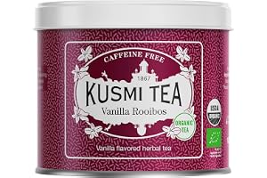 Kusmi Tea - Rooibos Vanilla - Ekologisk infusion - Ekologisk Rooibos - Infusion utan tein - Avnjuts varm eller som iste - Teplåt i metall 100g - Kvantitet för ca 50