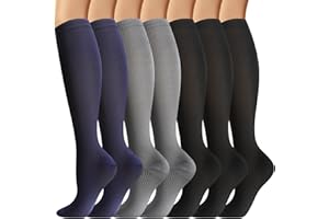 Losvcbcx 7 paires de chaussettes de compression pour hommes et femmes de 15 à 20 mm de titane sont les meilleurs articles sportifs et médicaux pour les infirmières de course, de vol et de voyage