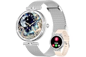 Fitonme Smartwatch damski z funkcją telefonu, 1,19 cala wyświetlacz AMOLED, wodoszczelność IP68, zegarek sportowy, zegarek na rękę z monitorem snu, pulsometrem SpO2, pomiar ciśnienia krwi, krokomierz,