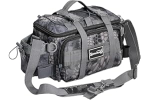 Sougayilang Bolsa de pesca, bolsas de almacenamiento para equipo de pesca de agua salada o agua dulce, puede almacenar cebo, comida de pescado, carretes de pesca, etc. Correa acolchada para el hombro