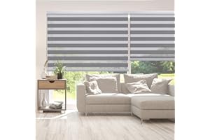 Tende a rullo per interni Giorno e Notte Premium cassonetto e catenella in alluminio, di alta qualità, Tenda a rullo per interni Doppio strato per finestra Storesdeco 200 x 250 cm Argento