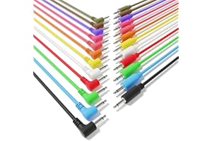 ExcelValley - 12-Pack Câbles Hybride Modulaires Mono Patch TS 3,5mm 1/8"Eurorack Synth Synthétiseur [90cm 36"]