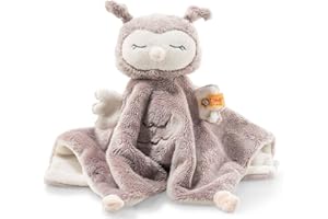 ‎STEIFF Steiff Ollie Eule Schmusetuch rosebraun-Creme 26 cm, Kuscheltier für Babys, Soft Cuddly Friends, weich & waschbar