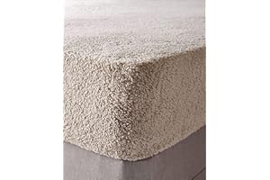 VALUE COMFORT HOME Super Soft TEDDY BEAR Fur Sherpa Fleece Winter Warm Fitted Sheet Bedding Bed Linen | Choice of 11 Colours 4ft Natural
