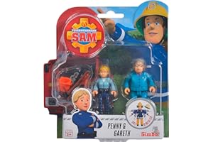 Simba 109251026 - Statuetta Sam pompiere serie 2, completamente mobile, 7,5 cm, 6 accessori, in modo casuale da 4 personaggi assortiti