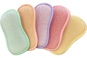 EPONGENIO 5+1 Offert - MYBO TV - Lot de 5 éponges + 1 Offerte Double Faces Réutilisables- Lavables en Machine - Anti Rayure et Multi Surfaces- Couleur Pastel - 11cmx17cm- Vu à la Télé