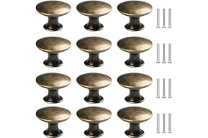 HonGien Rond Bouton de Meuble, Boutons de Tiroir Vintage, Laiton Poignées de Meuble, Boutons de Porte pour Placard Armoire Cuisine Tables Chevet (12)