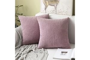 MIULEE 2er Set Kissenbezüge Kordsamt Dekokissen Kissenbezug Sofakissen Dekorativ Couchkissen Kissenhülle Bezug Weich für Wohnzimmer Schlafzimmer 40x40 cm, 16x16 Inch Rosa Lila