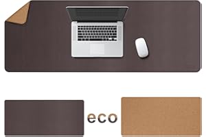 Cacoy Sottomano da Scrivania in Sughero e Pelle PU, Doppio Lato Tappetino da Scrivania Impermeabile, 140x50cm Tappetino per Mouse Grande (Sughero+Marrone)