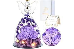 FRFG Ewige Rose Engel Geschenke für Frauen, Engel Figur Geschenke für Mama, Muttertagsgeschenk, Muttertagsgeschenke für Mama, Geburtstagsgeschenk für Frauen Mutter Oma Geschenk (Hellviolett)