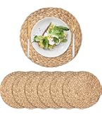 Tiamu Set di Tovagliette Giacinto d'acqua, 30cm Tovagliette Boho fatte a Mano, Tovagliette nel Rattan Intrecciato Giacinto Isolanti Antiscivolo, Tovagliette Rattan Vimini per Natale Partito Cucina