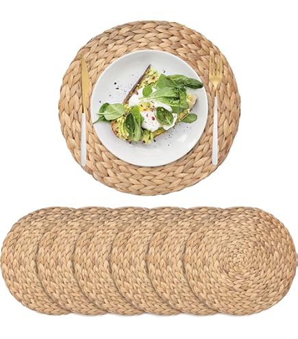 Macosa NO75183_Yellow Placemats, Pack of 4 Bamboo, Mustard Yellow, 45