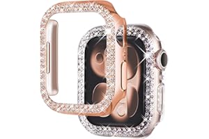 NewWays 2-pack Women Bling Cases Compatible with Apple Watch 40mm Series 6/5/4/SE(2025-2020) Without Protective Film,Overall Protective Bumper Diamond Case for iWatch 40mm(RoseGold+Clear)