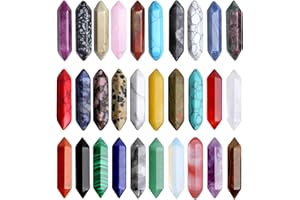 ‎GUJOXILA GUJOXILA 30 Stück Heilsteine Kristalle Turm Sets Sechseckige Hexagonal Punkt Bulk Edelsteine Reiki Heilkristalle Meditation Spirituelle Chakra Schutz Energieausgleich Geschenke