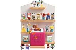 Gieanoo House Magnetic Shelf for Tonies, Soild Pine Wood Wall Floating Shelves for Toniebox Starter Display Shelves Compatible with Tonie Box Player and Tonie Figures(White)